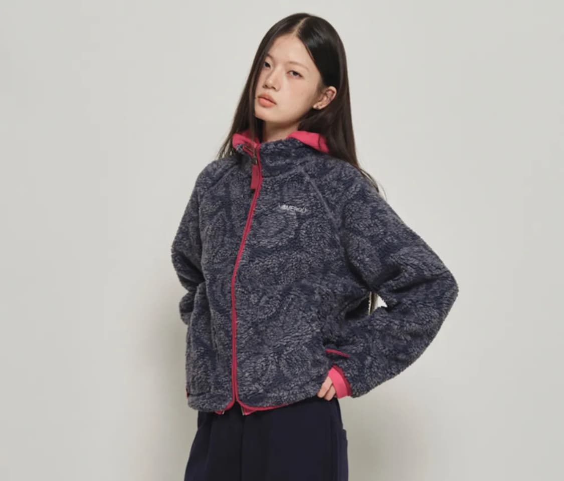 홈바디띵즈 플리스 패턴 자켓 후리스 네이비 상품이미지3