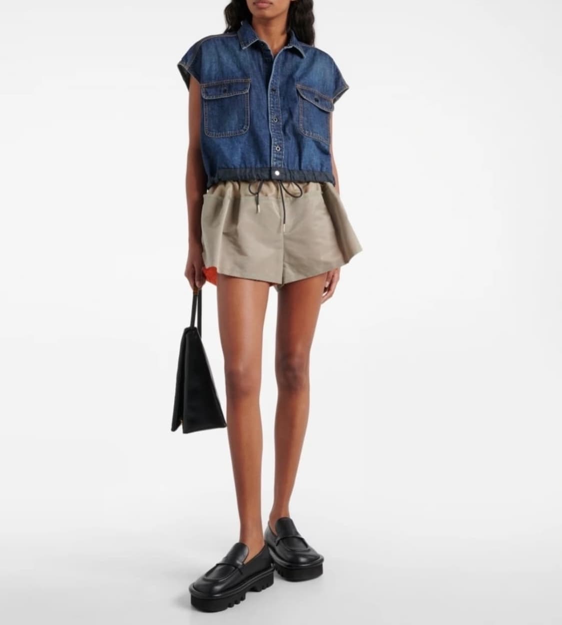 사카이 sacai 스트링 햄 데님 슬리브리스 셔츠 상품이미지1