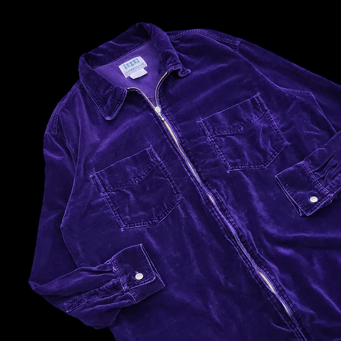 SOHO 빈티지 벨벳 집업 셔츠 자켓 상품이미지2