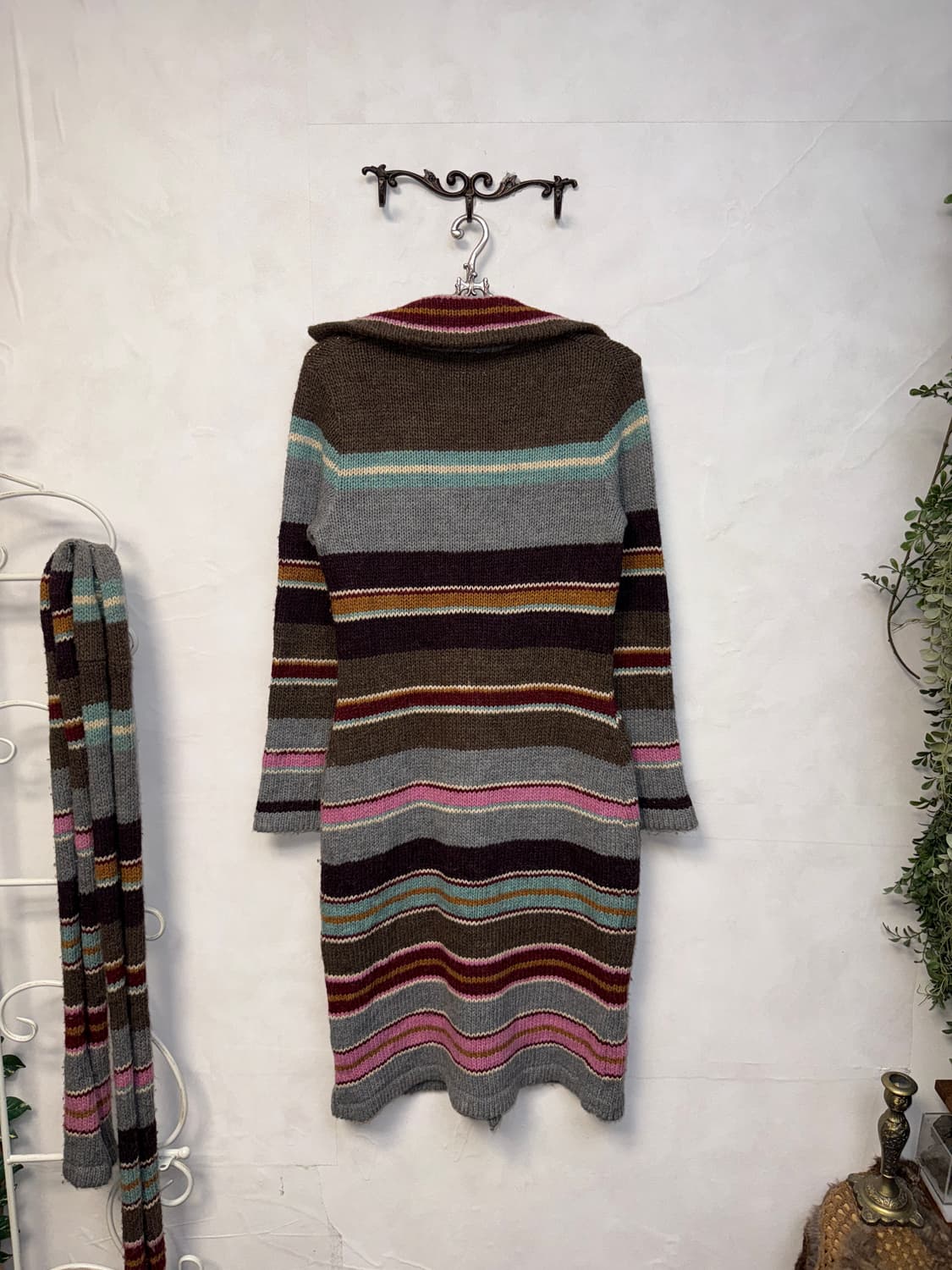 Kookaï stripe wool cardigan muffler set 상품이미지5