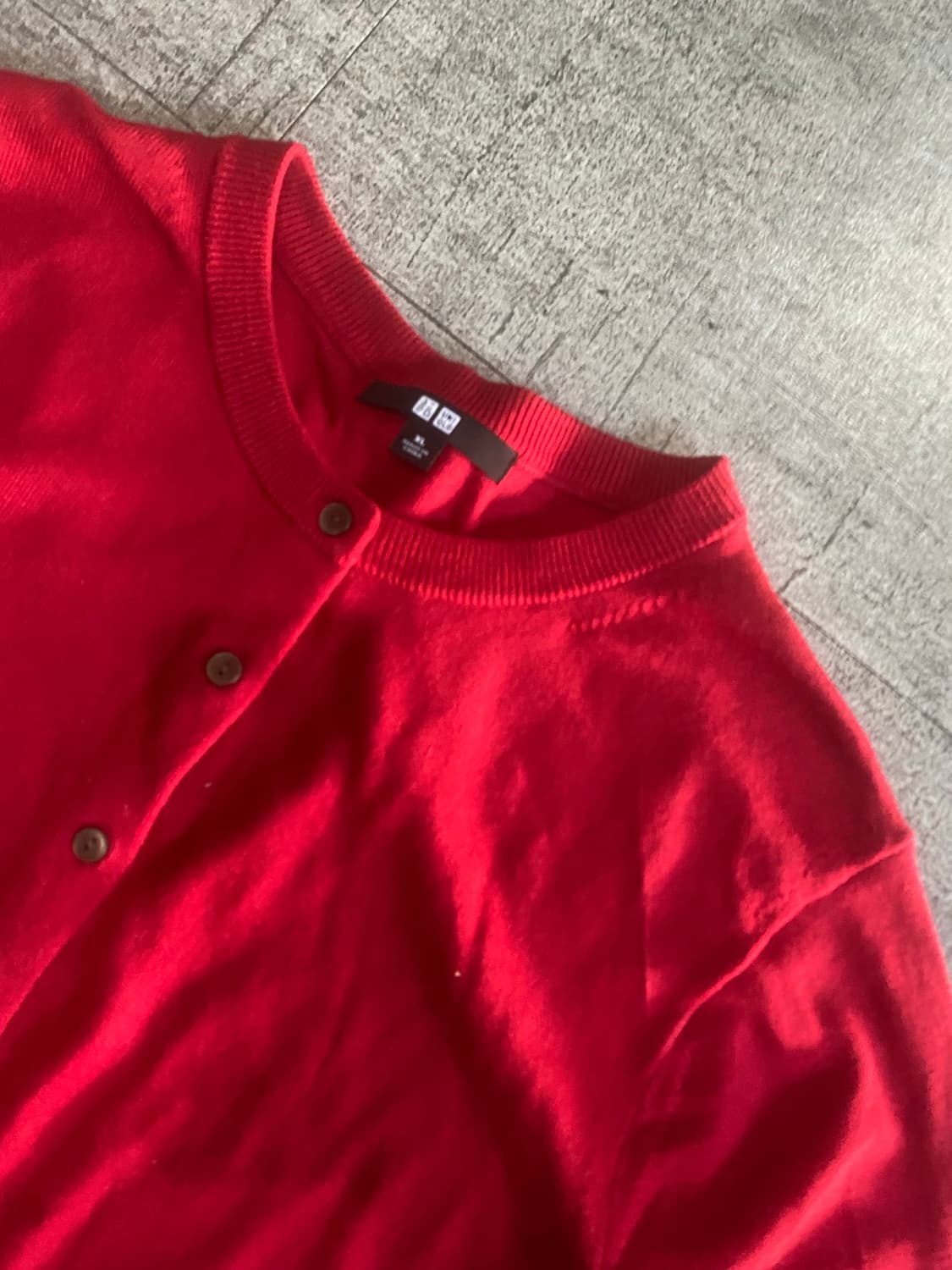 Uniqlo 유니클로 올드스쿨아메카지 모리걸 라운드넥가디건 레드 상품이미지2