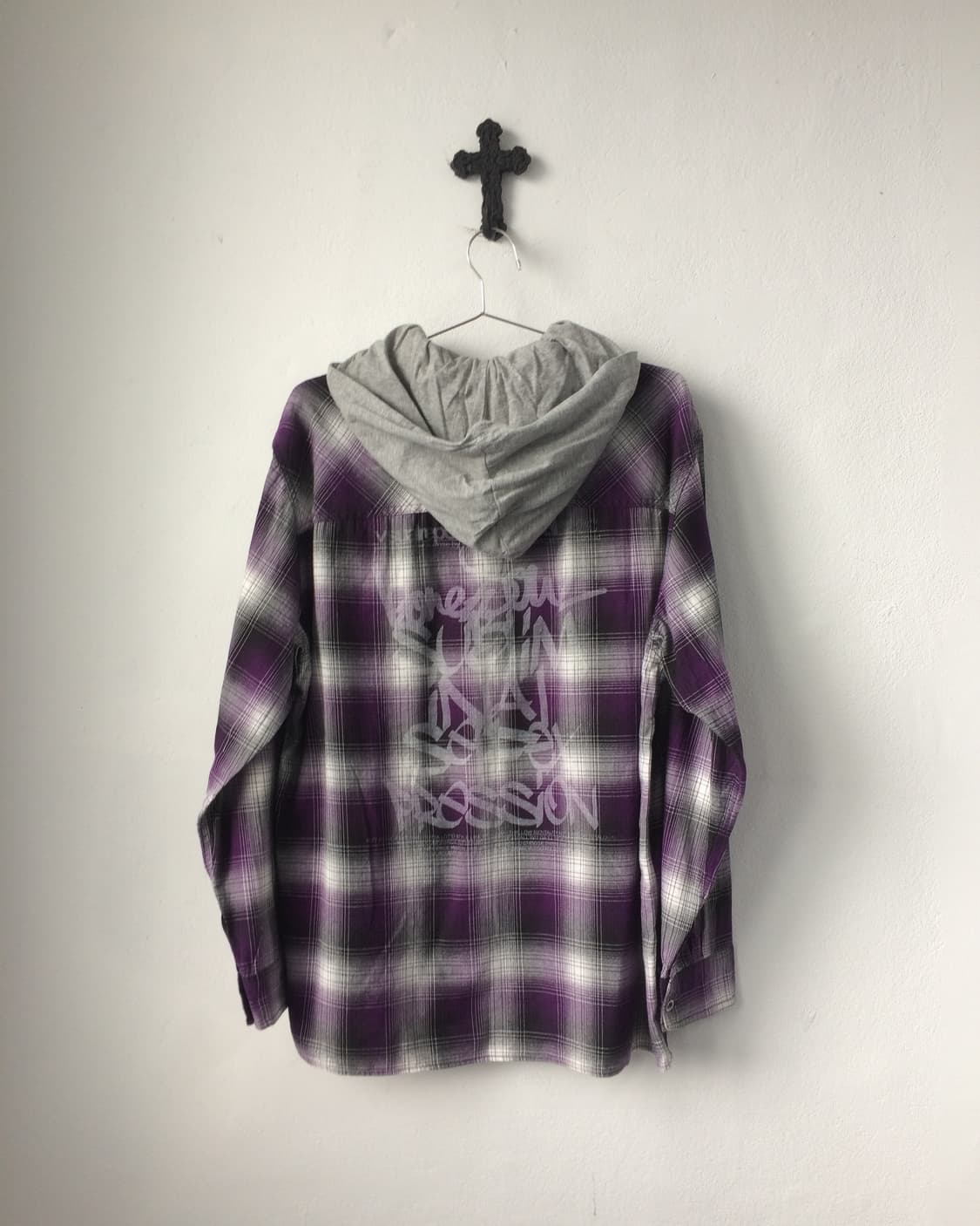 Back printing point check pattern hood l 상품이미지2