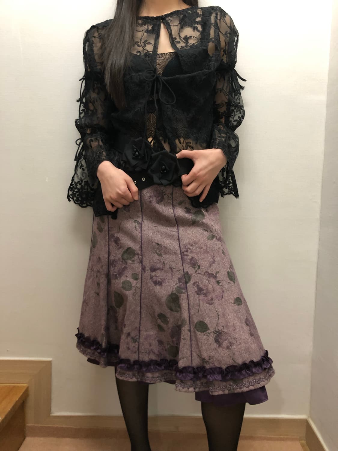 빈티지 블랙 레이스 시스루 탑 상품이미지4