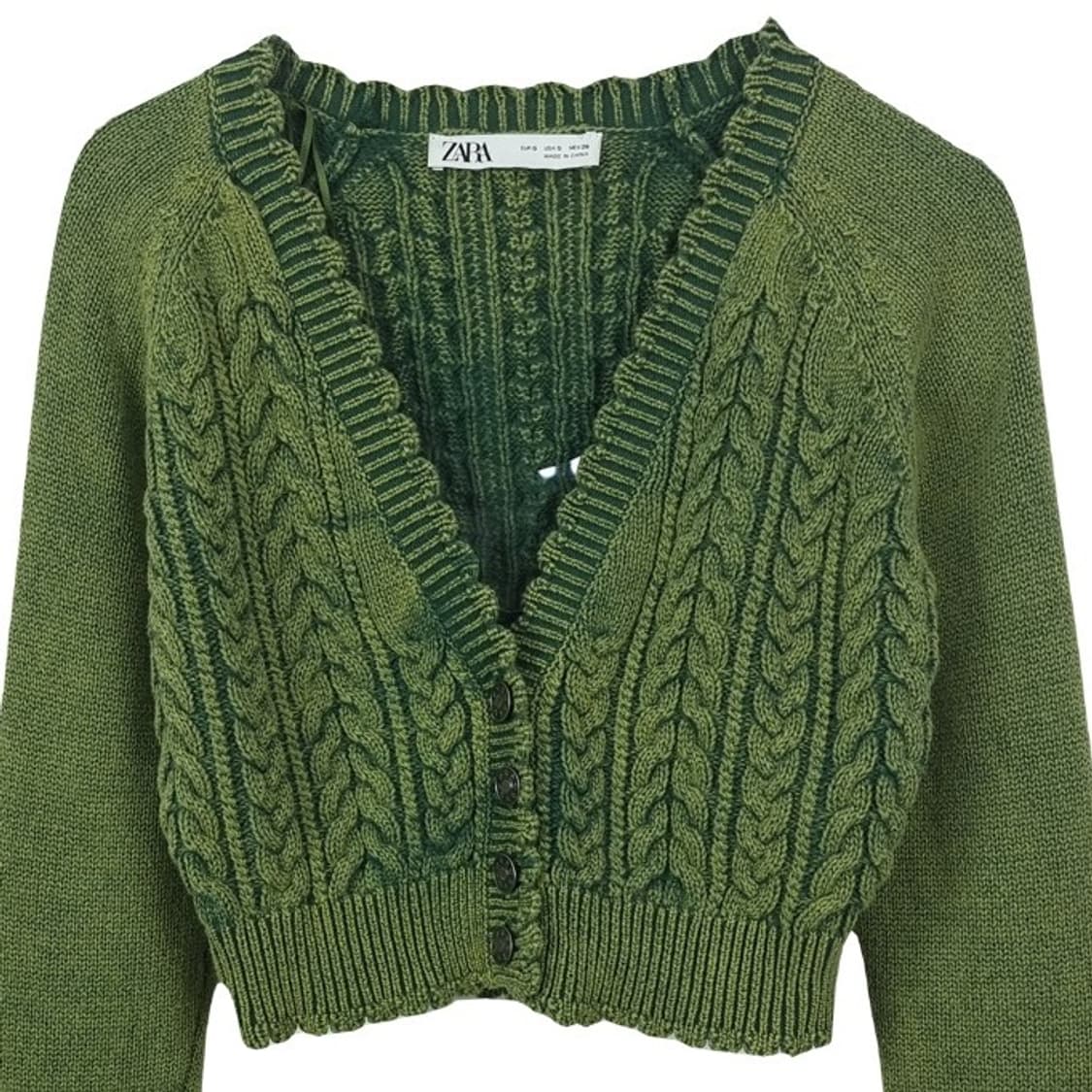 [자라] 빈티지 가공 워시드 크롭 브이넥 니트 가디건 M18742 상품이미지4