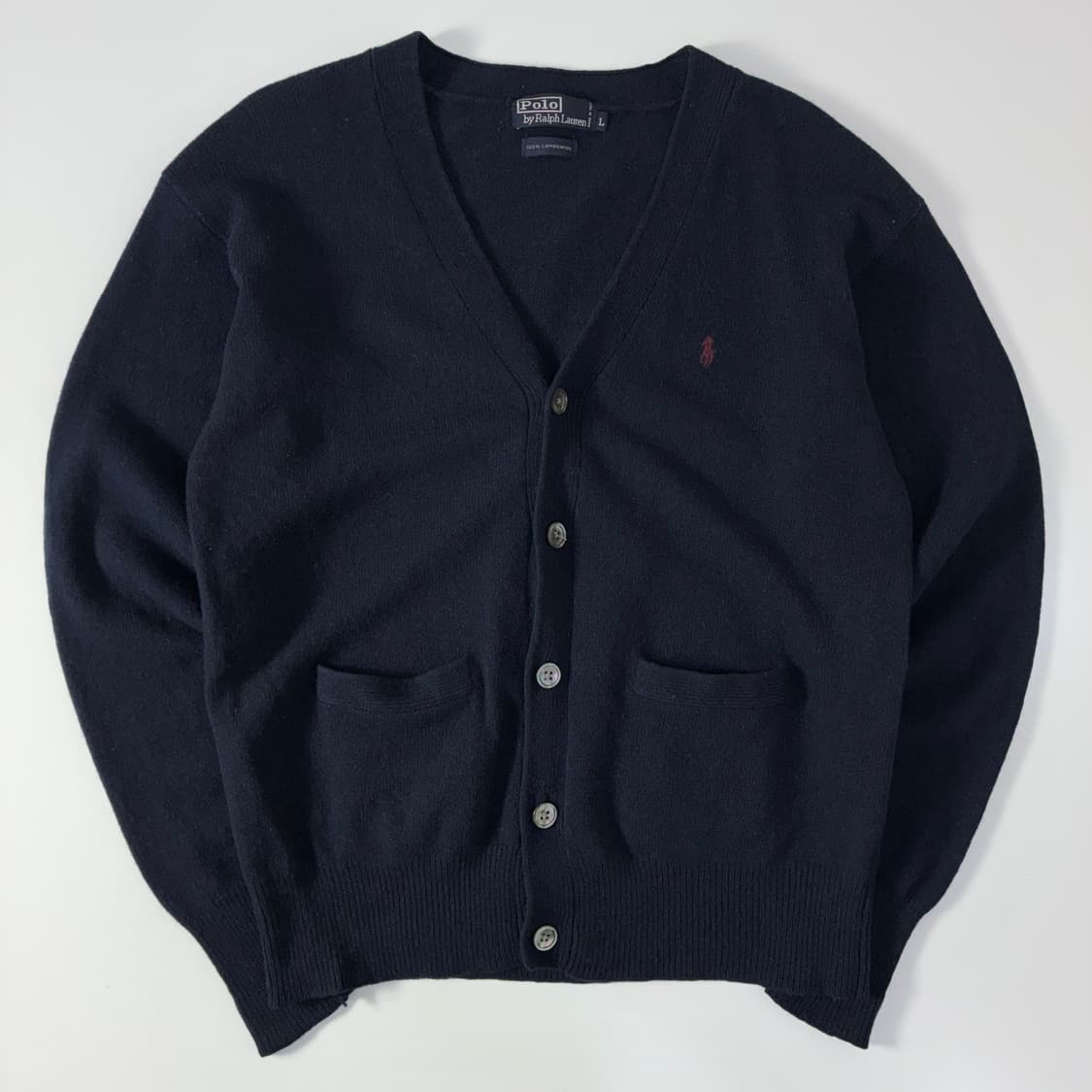 Polo 폴로 랄프로렌 램스울 네이비 버건디 포니 업버튼 가디건 상품이미지1