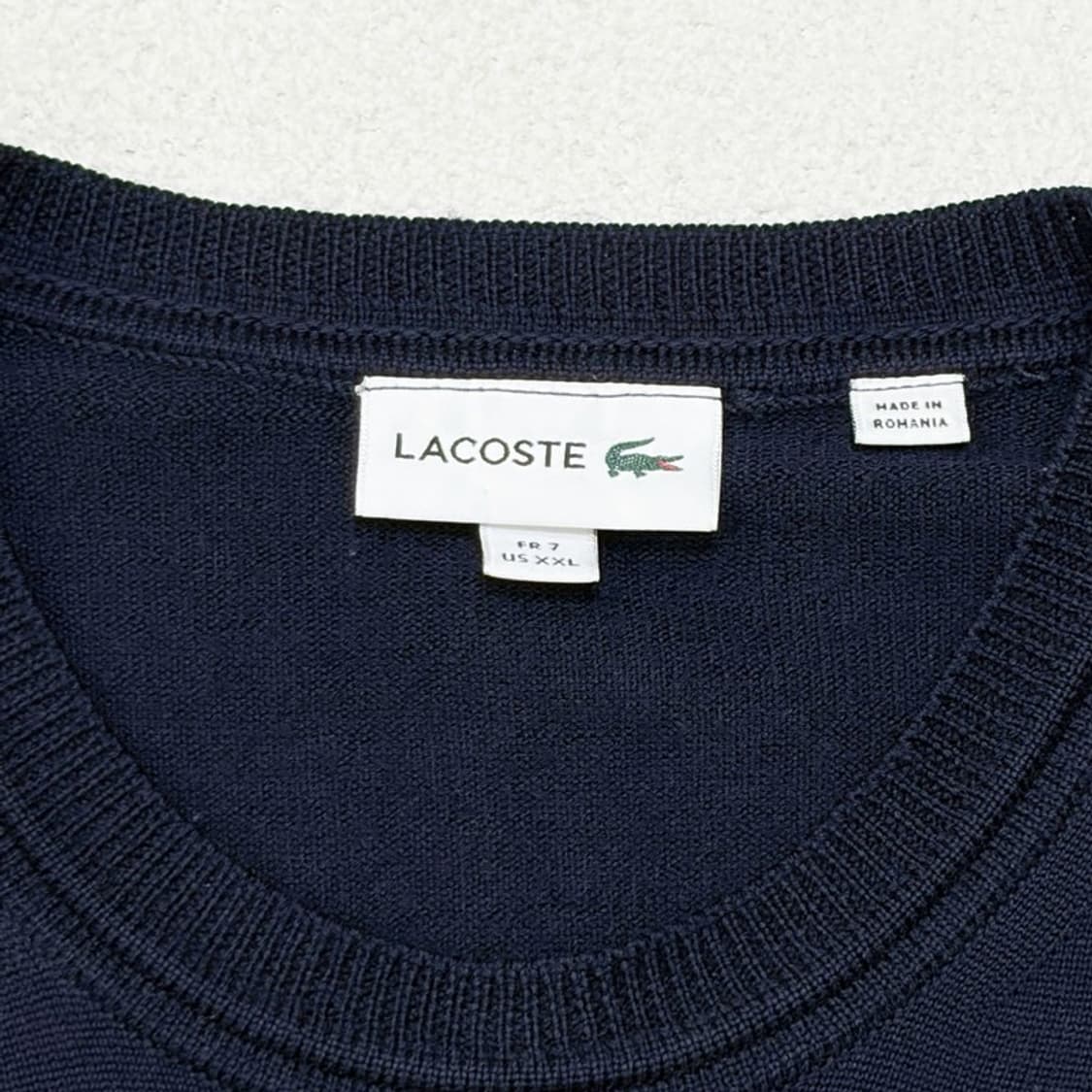 LACOSTE 네이비 메리노울 크루넥 스웨터 XXL 상품이미지4