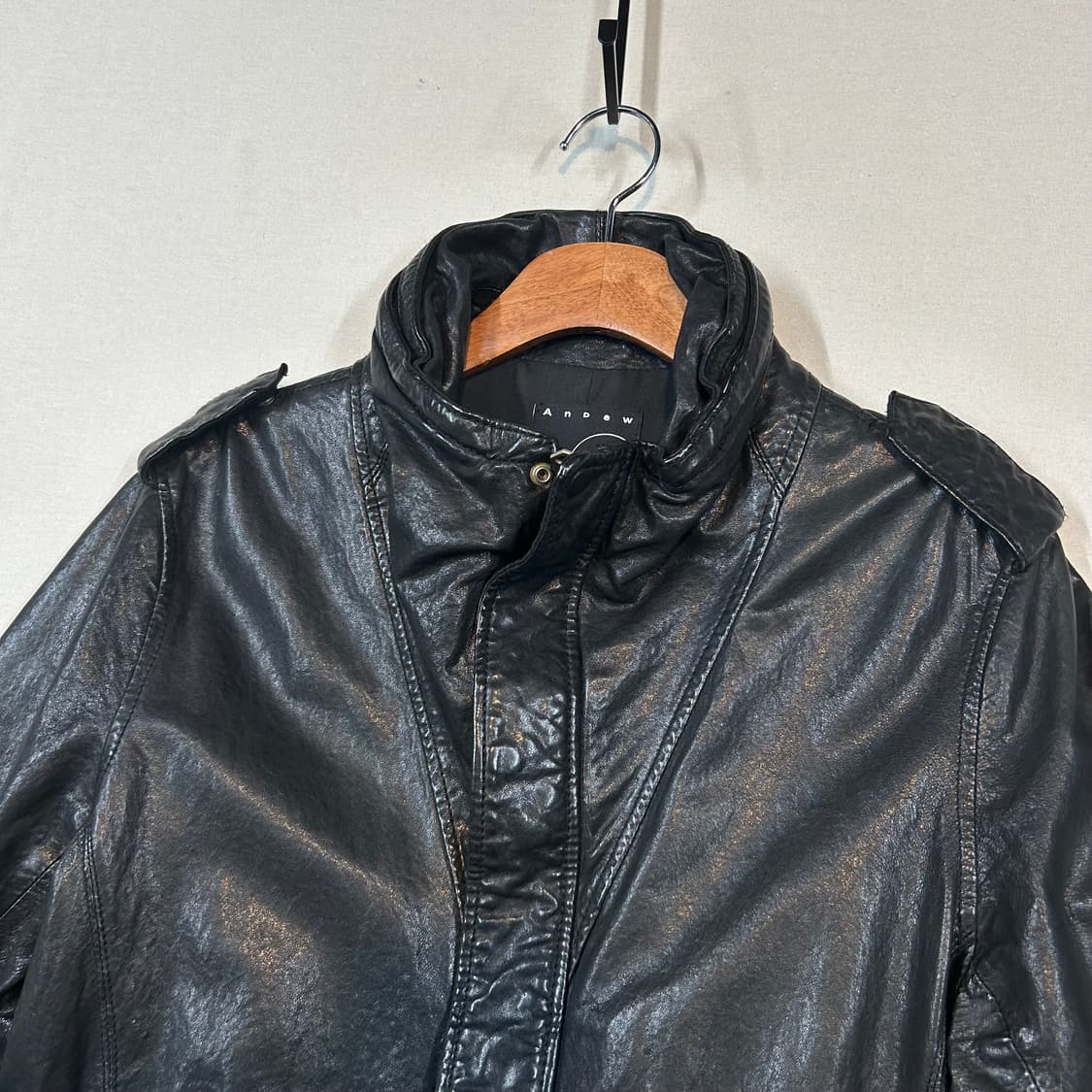 L) 앤듀 리얼 양가죽 하이넥 블루종 라이더 자켓 상품이미지3