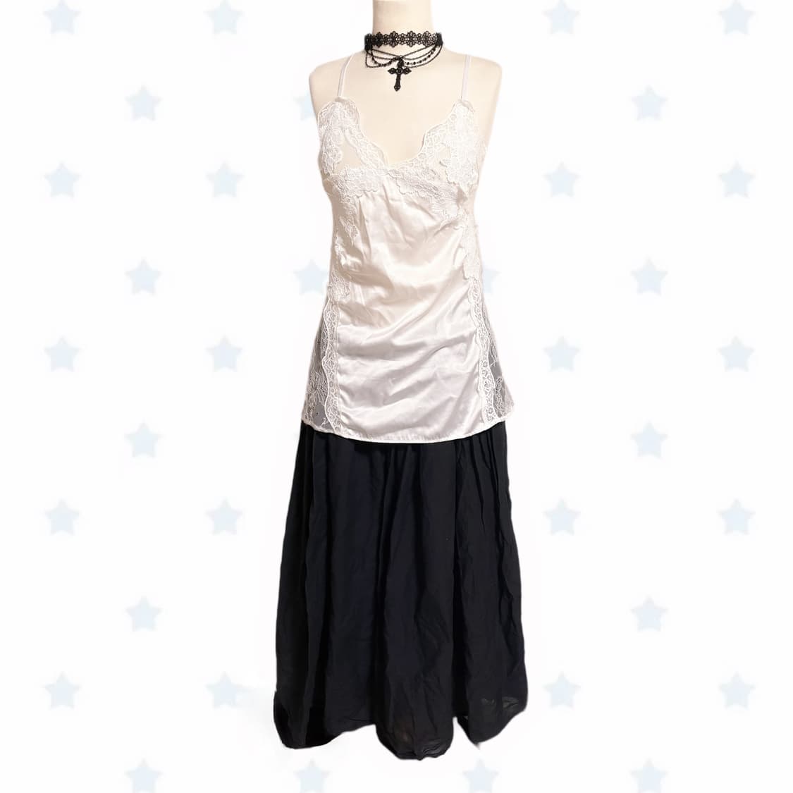 빈티지크루 쿠앤크 생화이트 블랙 페어리 을지로 엑시즈팜 레이어드 코디 상품이미지5