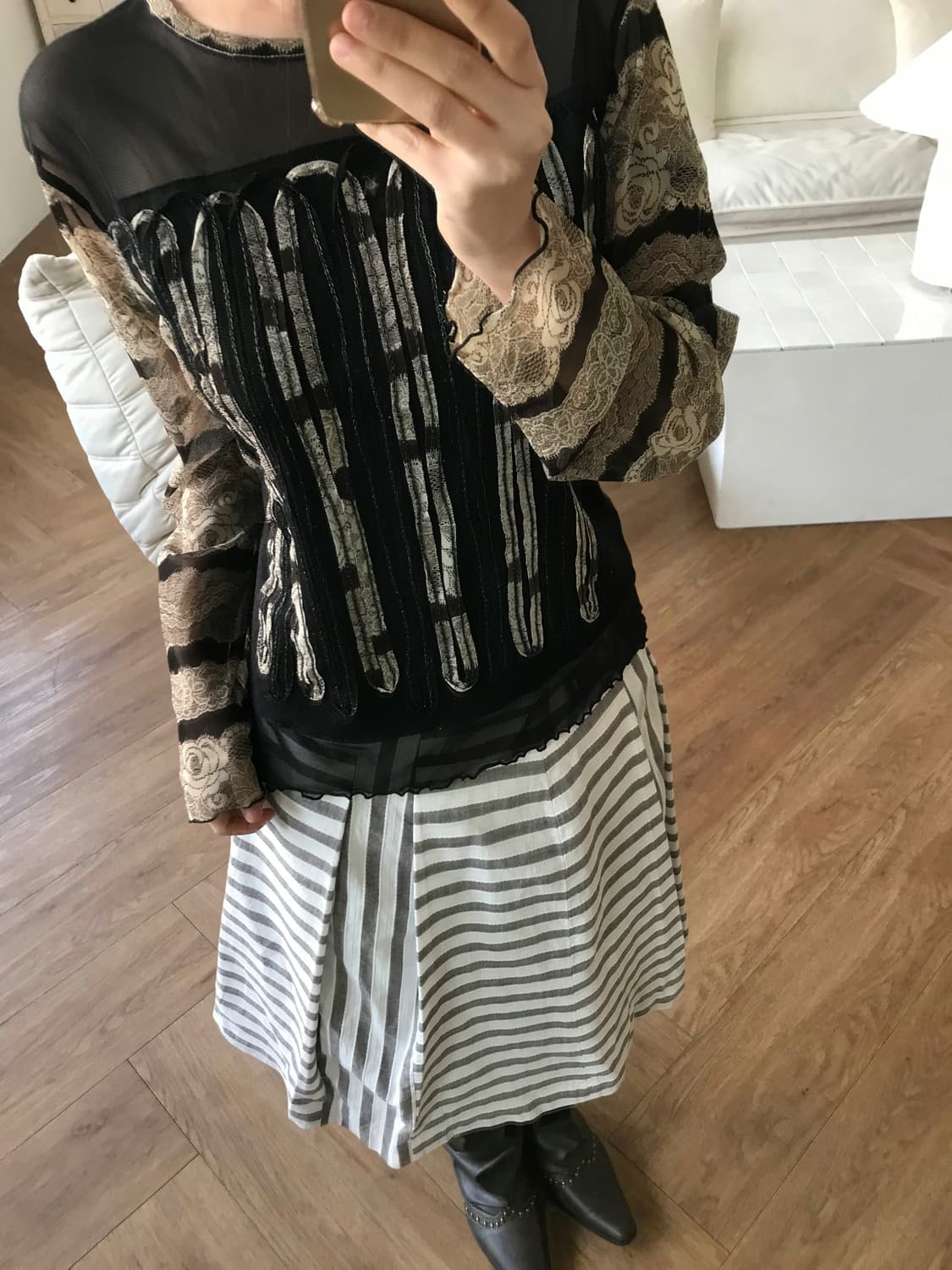 vintage pattern mash top 상품이미지3