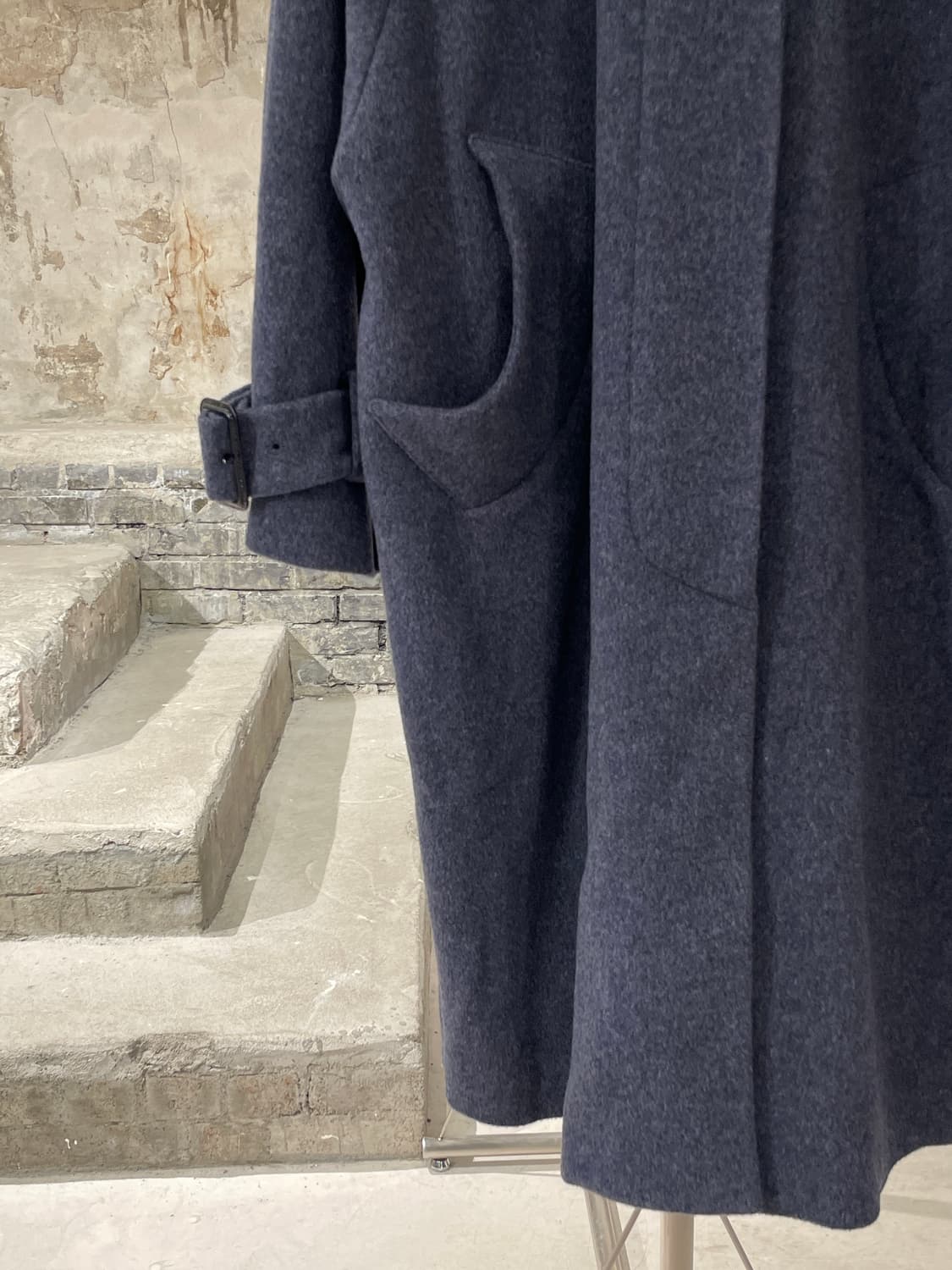 비비안 웨스트우드 앵글로마니아 멜란지 블루 히든버튼 울 코트 상품이미지4