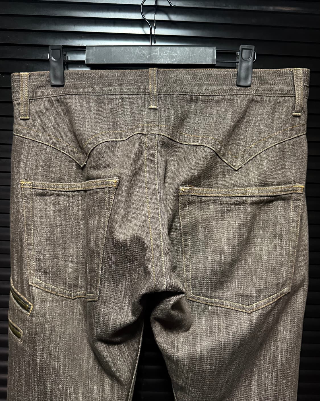 Dominate 커브드 브라운 데님 웨스턴 부츠컷 플레어 펑크 일본 32 상품이미지4