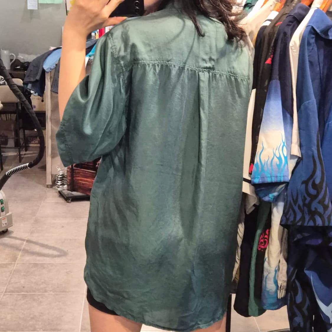 [NO.9] 빈티지 실크 반팔 셔츠 그린 상품이미지4