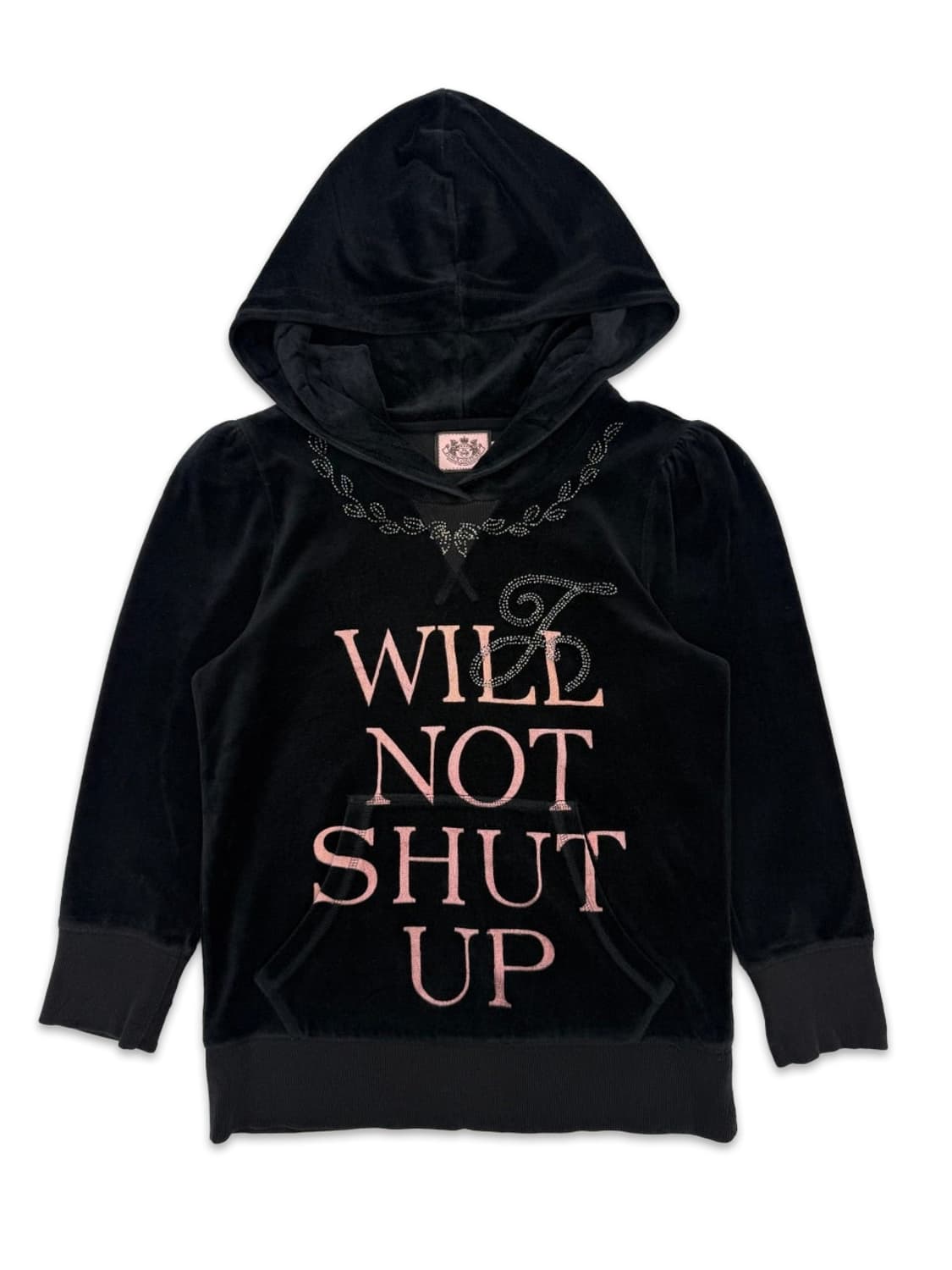 빈티지 Juicy Couture 블랙 로고 벨벳 후드티 상품이미지3