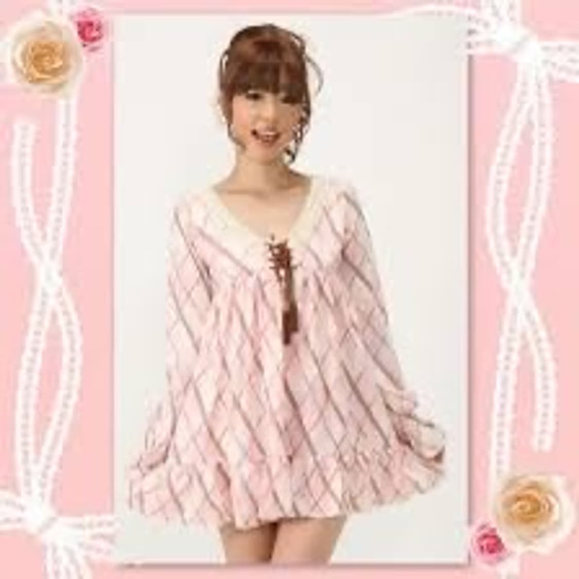 리즈리사 핑크 아가일 원피스 라떼갸루 상품이미지1