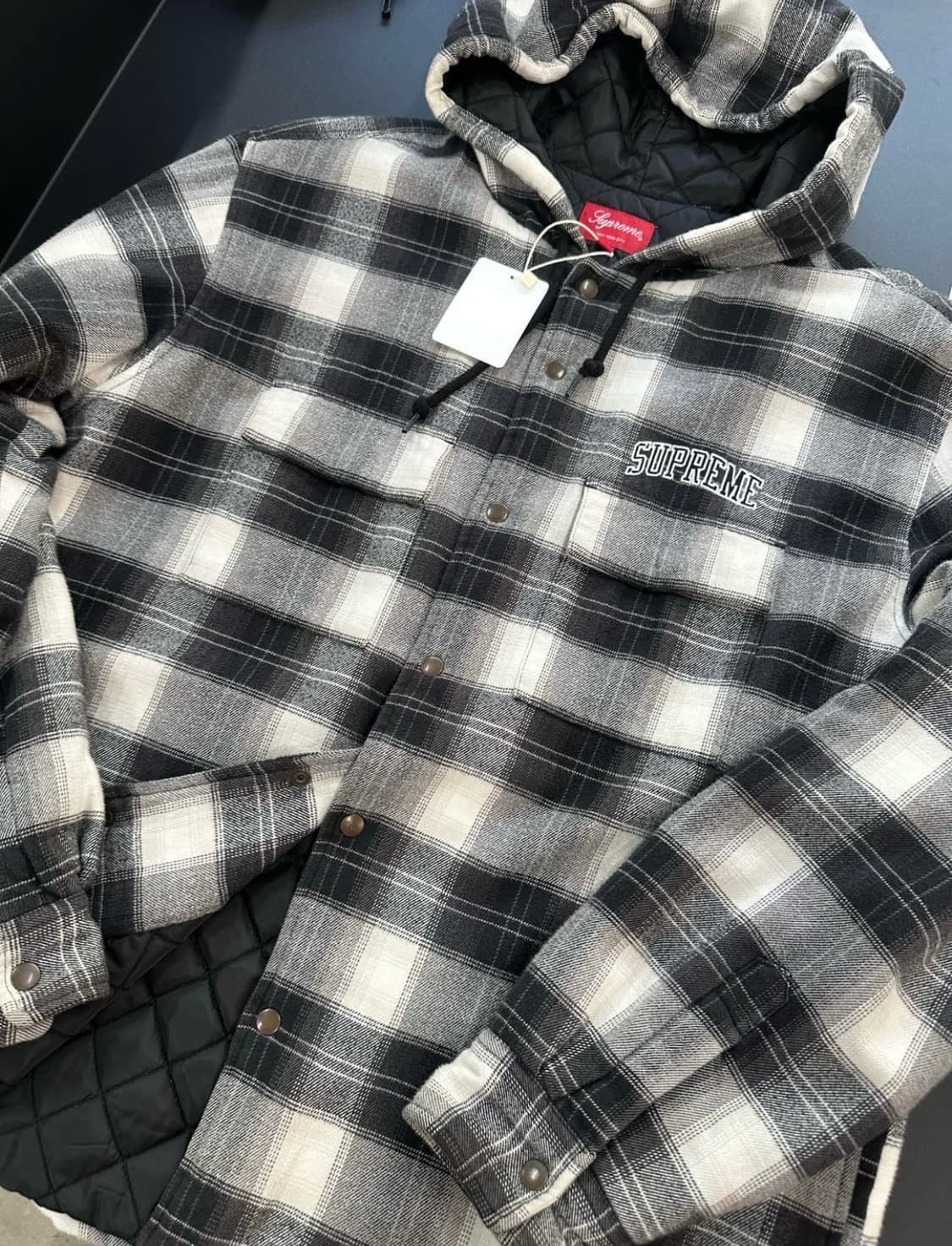 슈프림 19FW 퀼티드 후디 플레이드 셔츠 상품이미지3
