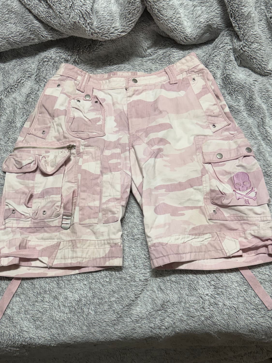 핑크 로우라이즈 해골 카고 팬츠 상품이미지1