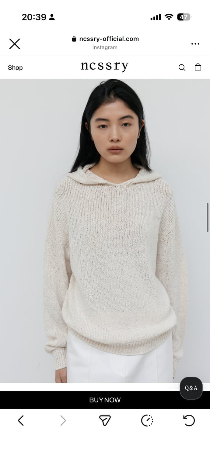 네세서리 Cotton Hooded Knit (Cream) 상품이미지1