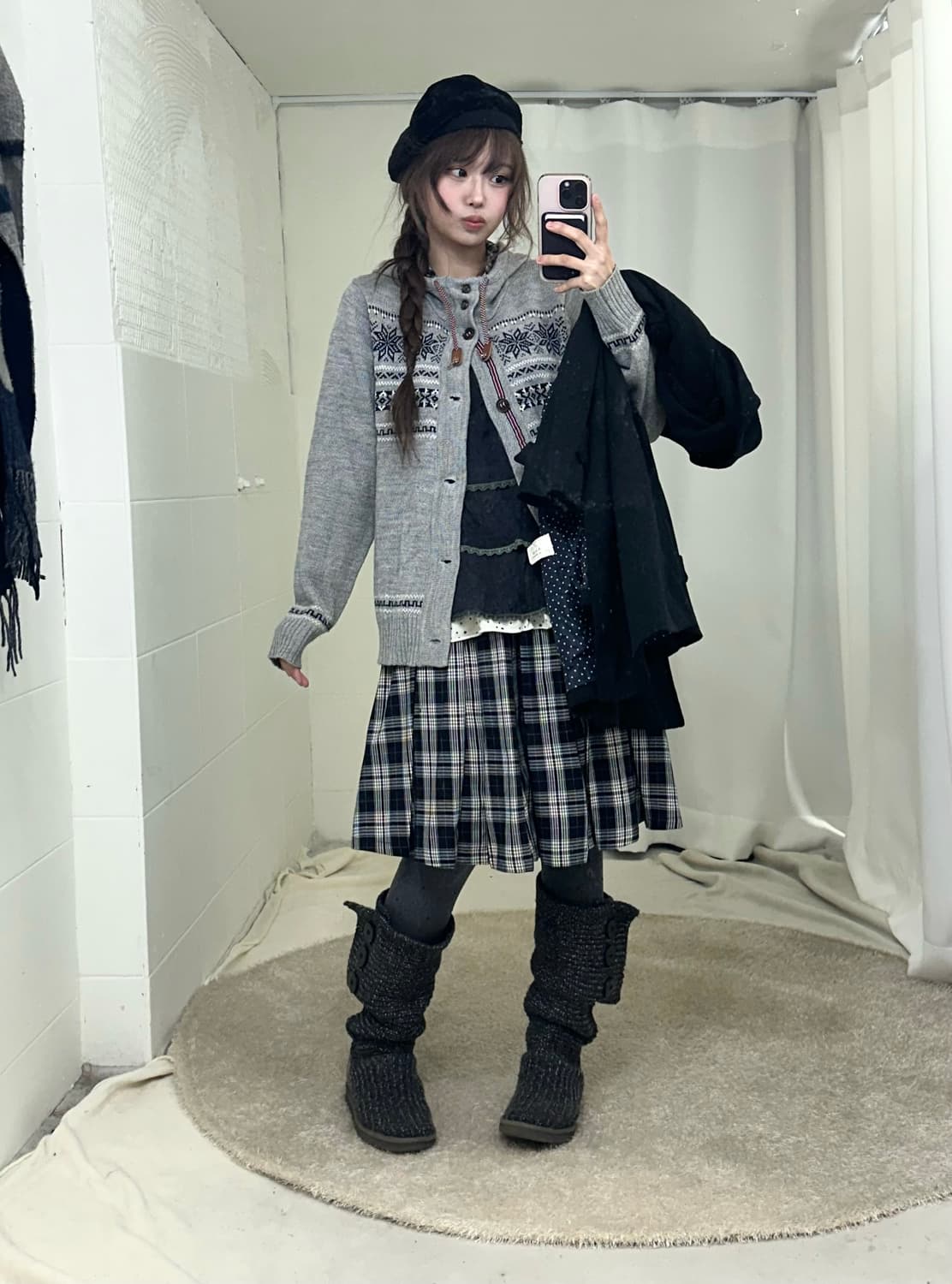 네이비 너드 니혼진 폭닥 투웨이 코디세트 상품이미지2