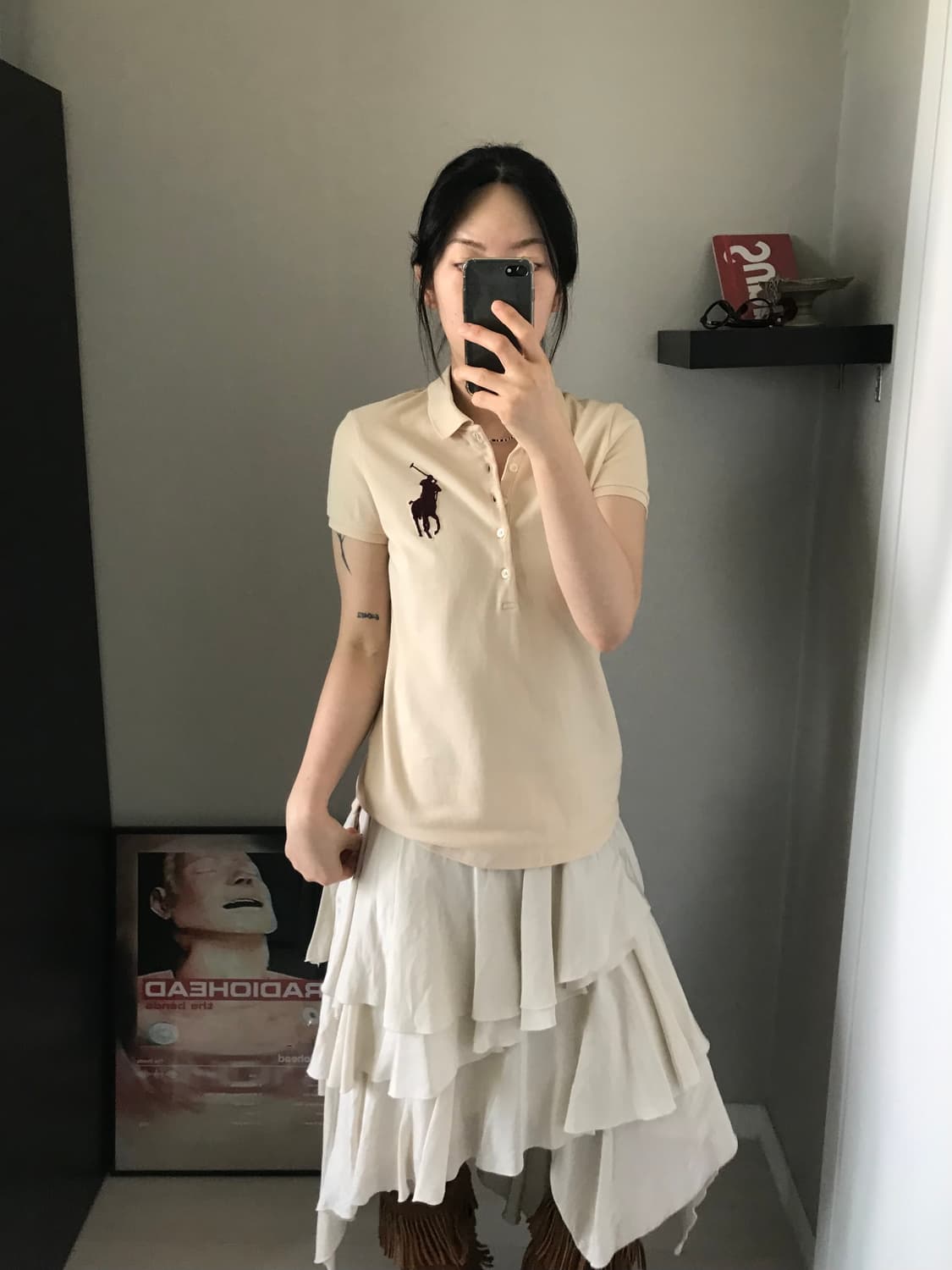 폴로 랄프로렌 빅포니 로고 스키니핏 베이지 카라티 상품이미지1