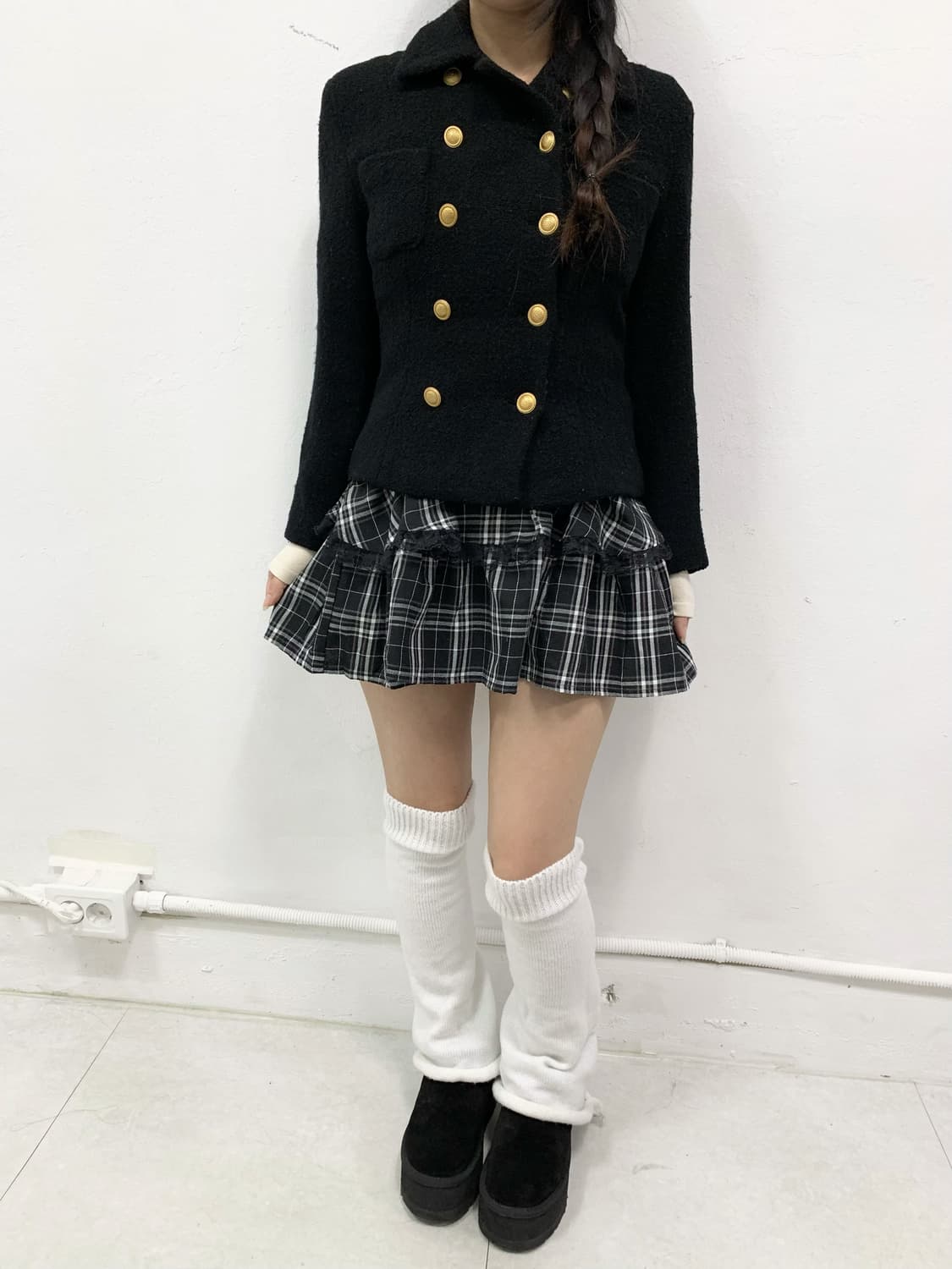 프레피 룩 체크 프릴 스커트 상품이미지3