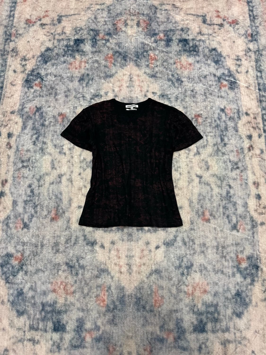 Semantic design red glitter ribbed top 상품이미지2