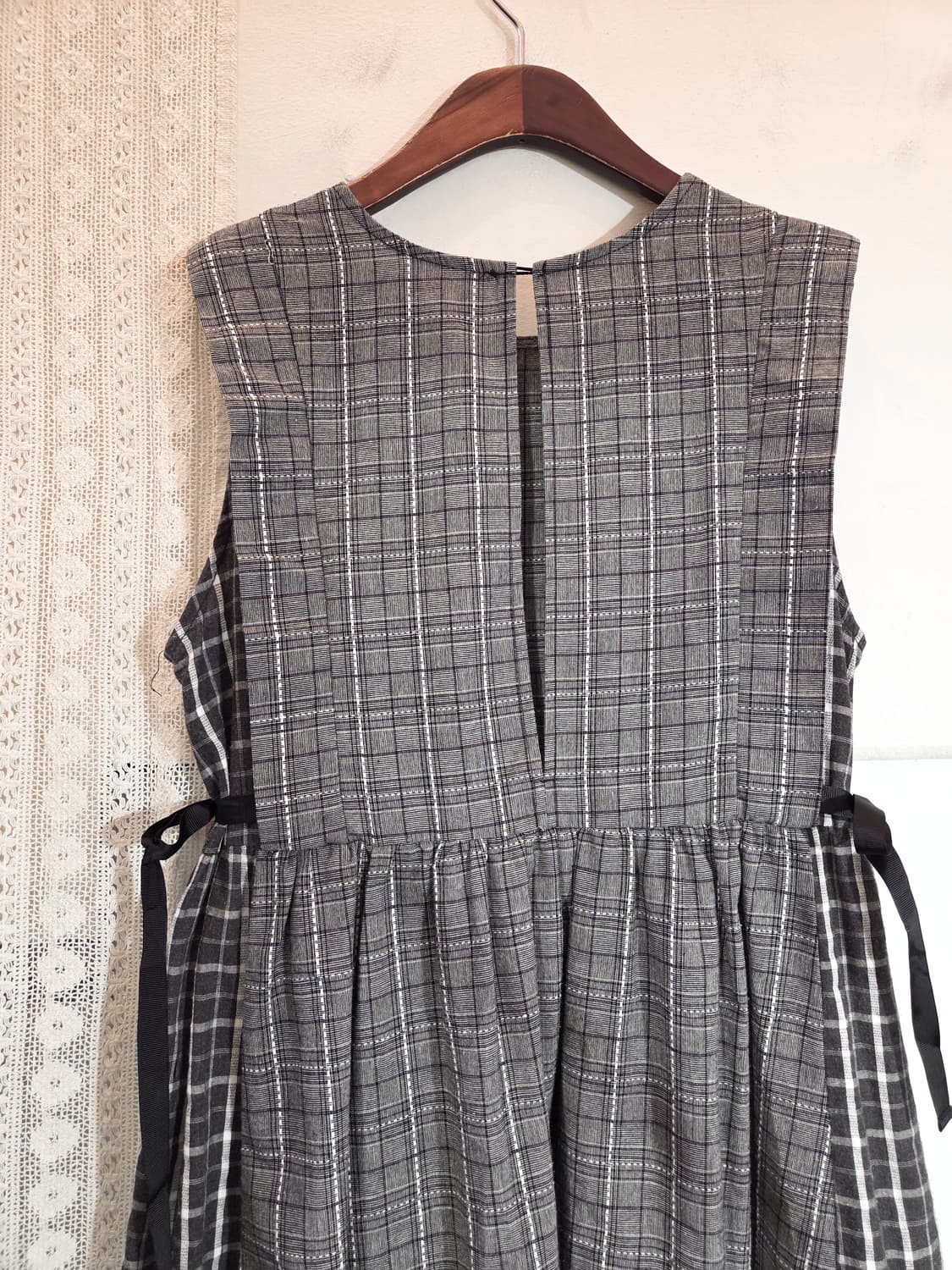 체크 민소매 롱원피스 상품이미지6