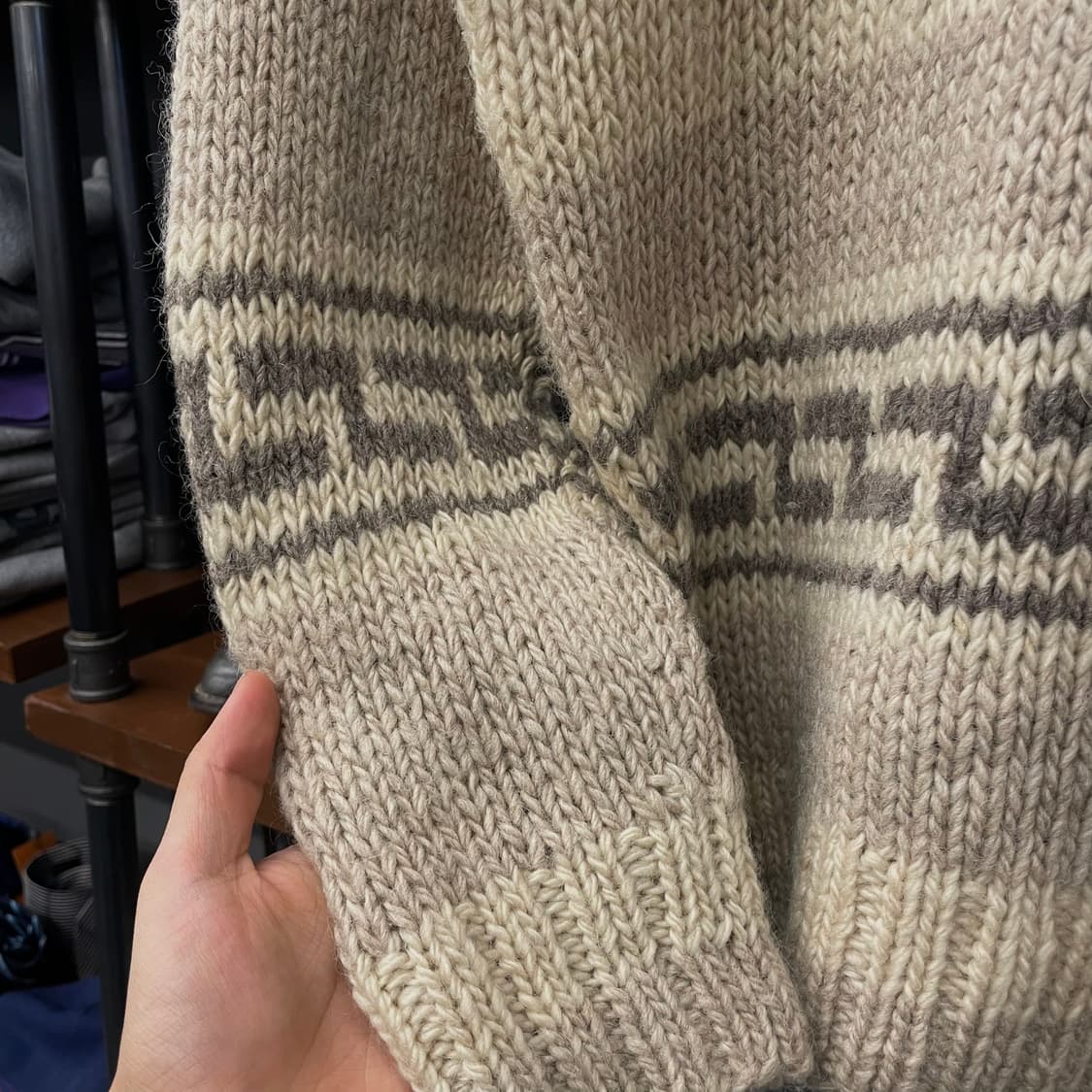 90s MINGAS 썬더버드 숄카라 울 코위찬 니트 스웨터 N396 상품이미지5