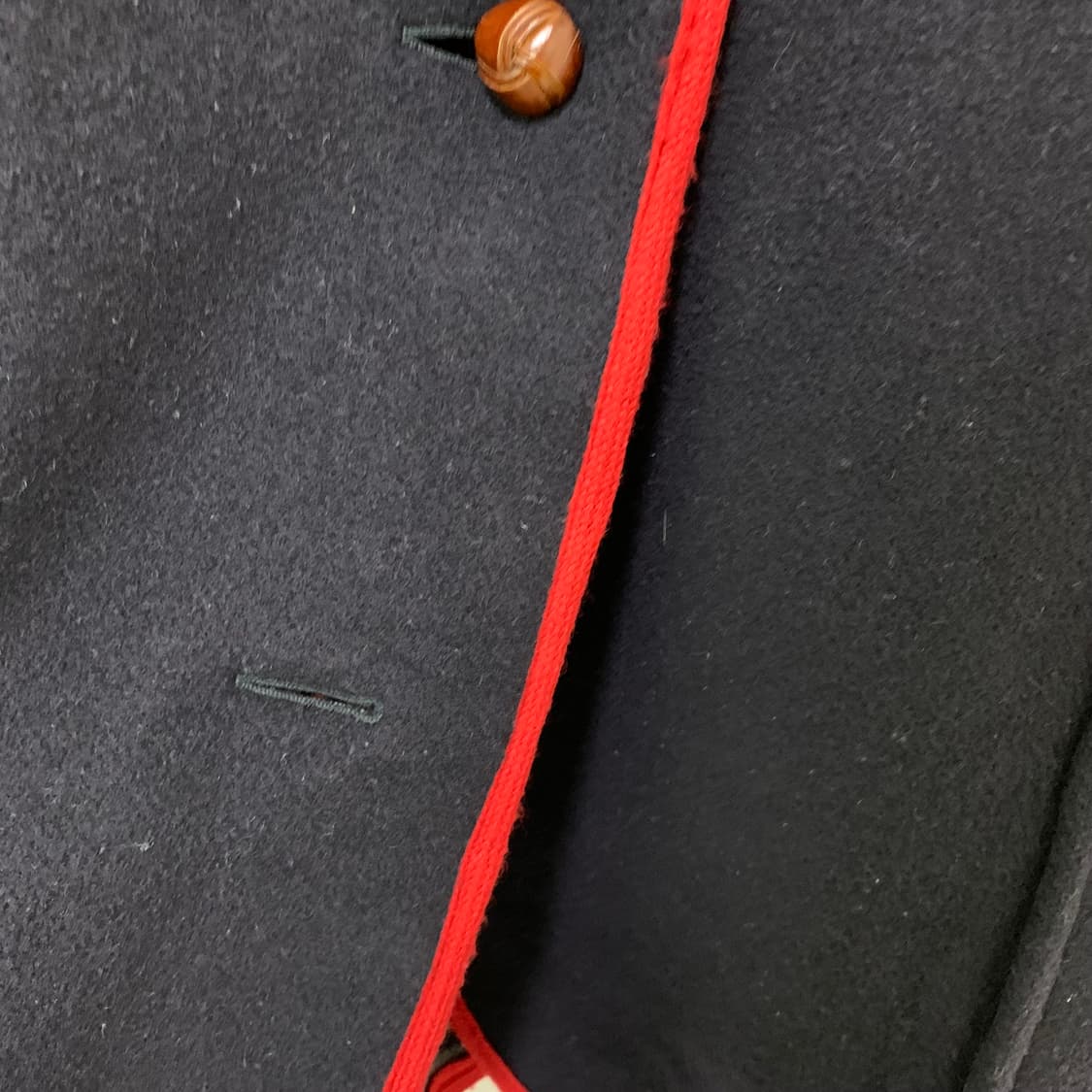 버버리 빈티지 네이비 버튼 울 코트 레드 포인트 상품이미지3