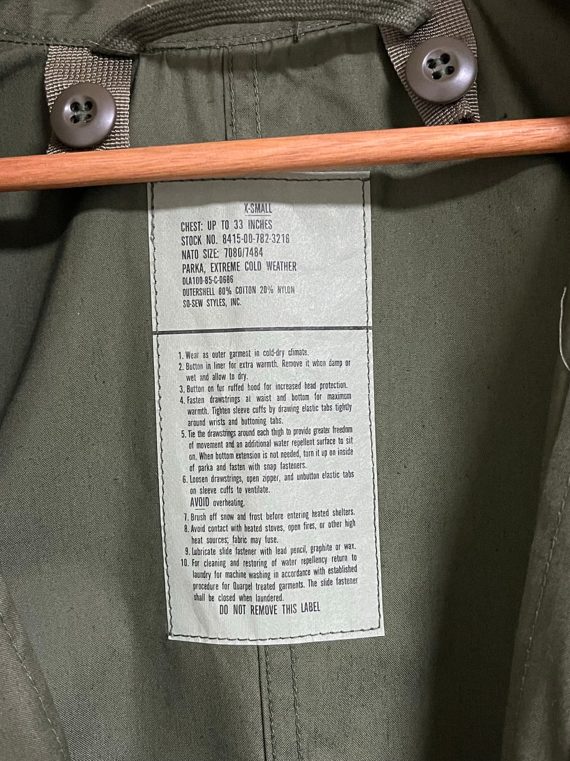 M65 피쉬테일 파카 오리지널 개파카 xs 데드스탁 상품이미지3