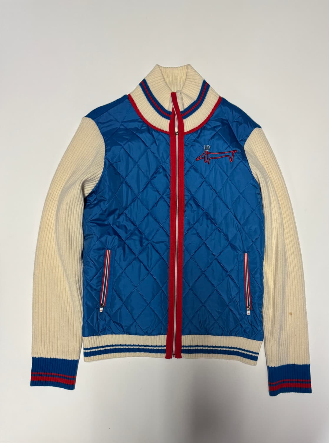 여성 루이까스텔 퀄팅 암패치 귀여운 니트 집업 S 상품이미지1