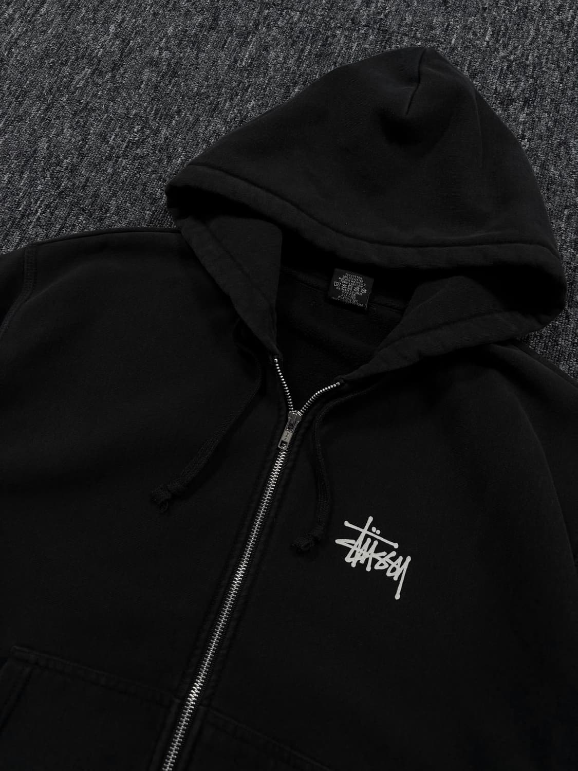 스투시 베이직 로고 블랙 후드집업 상품이미지5