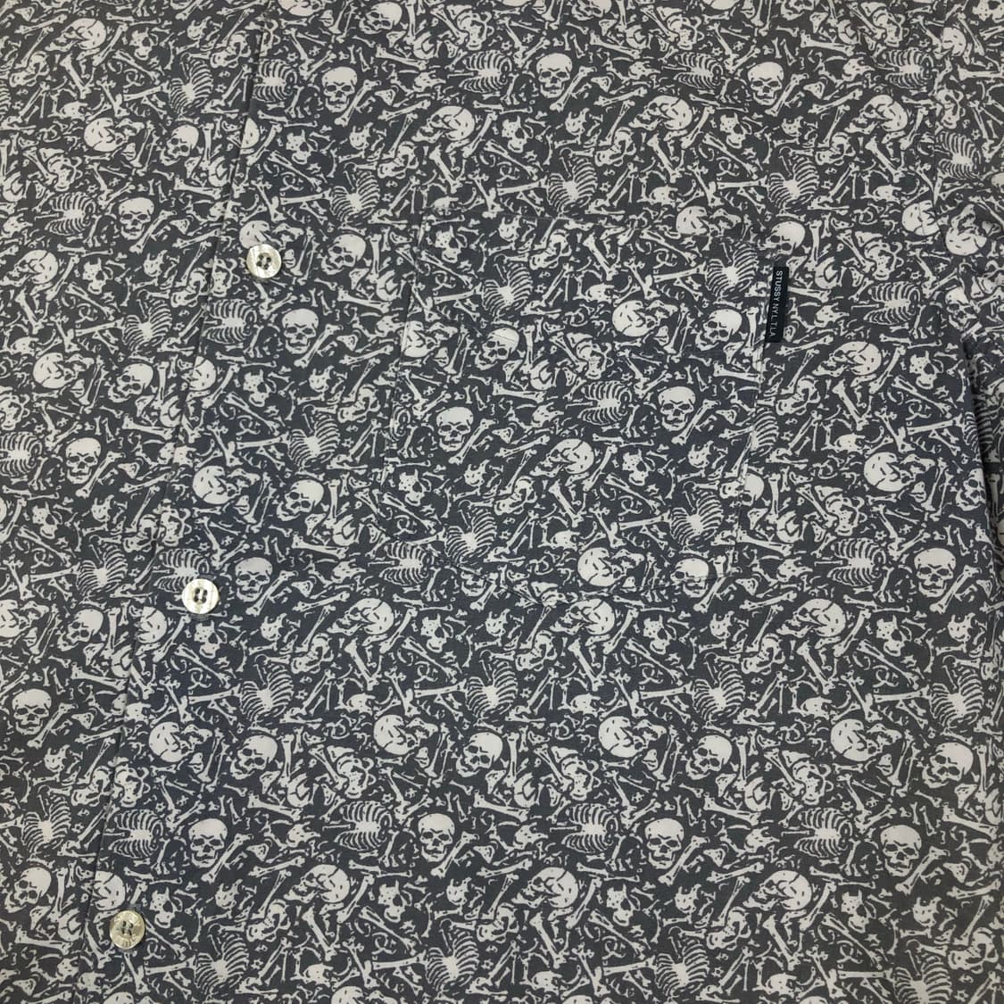 90s 스투시 해골 스컬 패턴 포켓 반팔셔츠 남방 상품이미지2