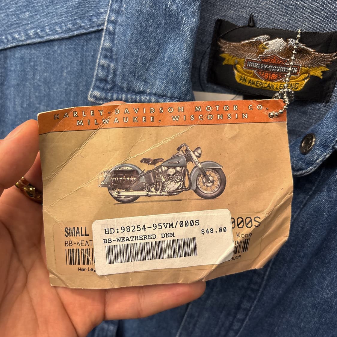 90s 할리데이비슨 바이커블루스 헤비데님 워크셔츠 데드스탁 N965 상품이미지8