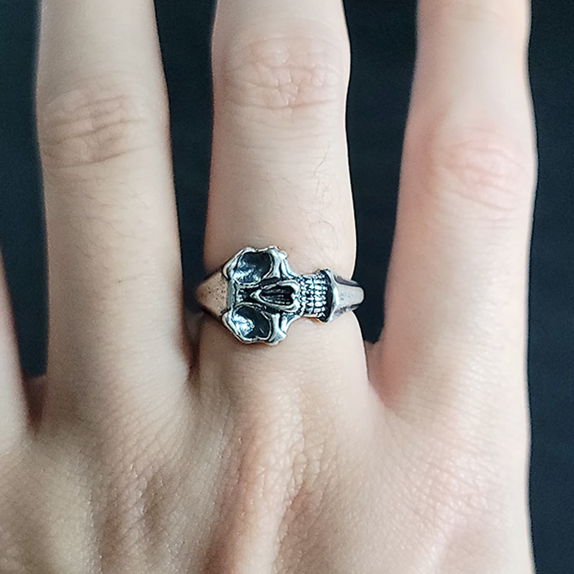 Bonehex 백동 남자 엔틱 빈티지 명품 신화 고대 전사 해골 반지 상품이미지7