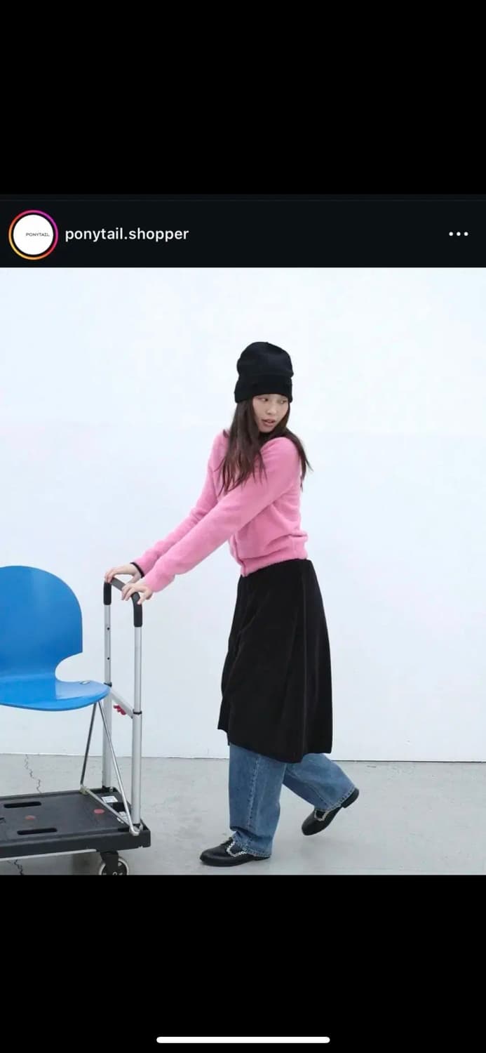 포니테일 ponytail 벨벳스커트 블랙 상품이미지6