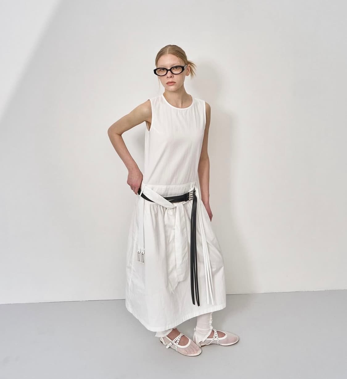 WESTERN STRAP LEATHER BELT (black) 상품이미지3