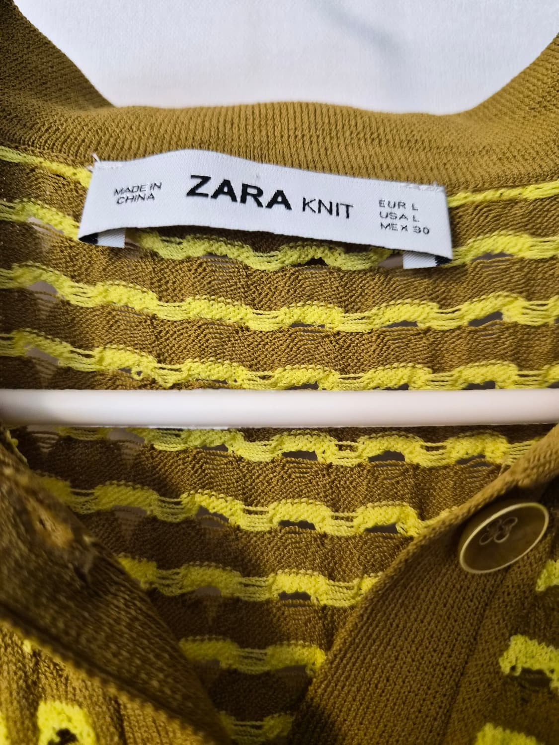 ZARA 자라 니트 카라 반팔 니트 (L사이즈 / 올리브라임) 상품이미지4