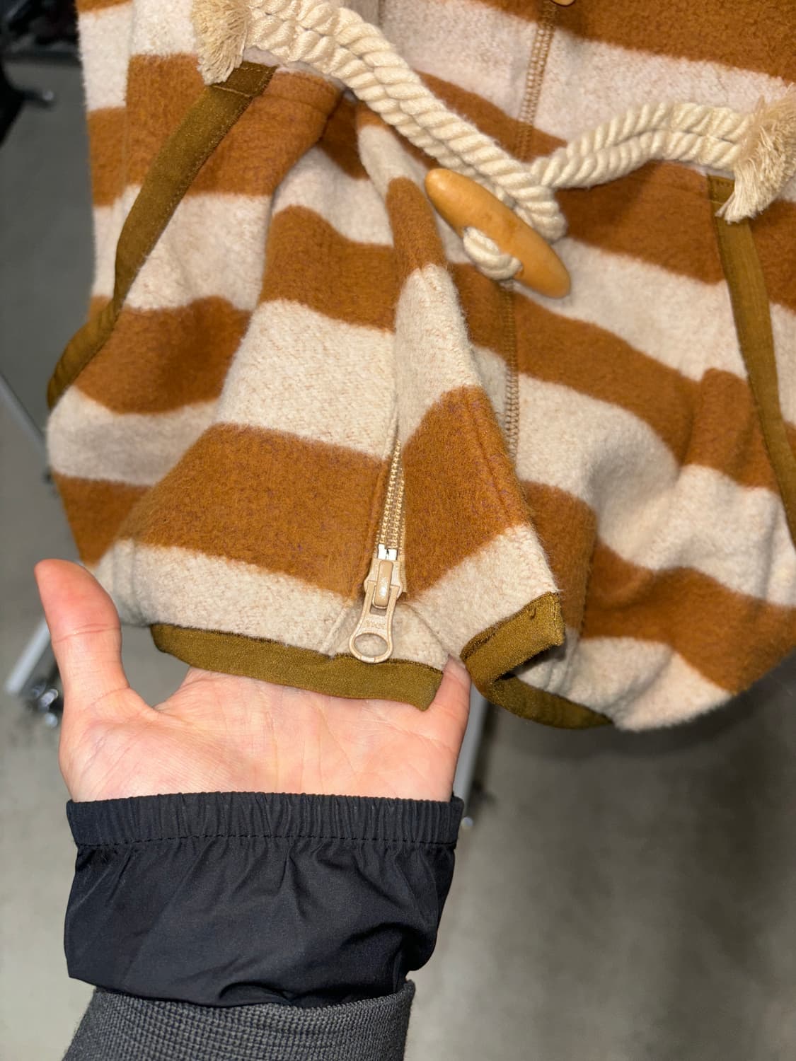 메르시보꾸 스트라이프 플리스 후드 코트 상품이미지3