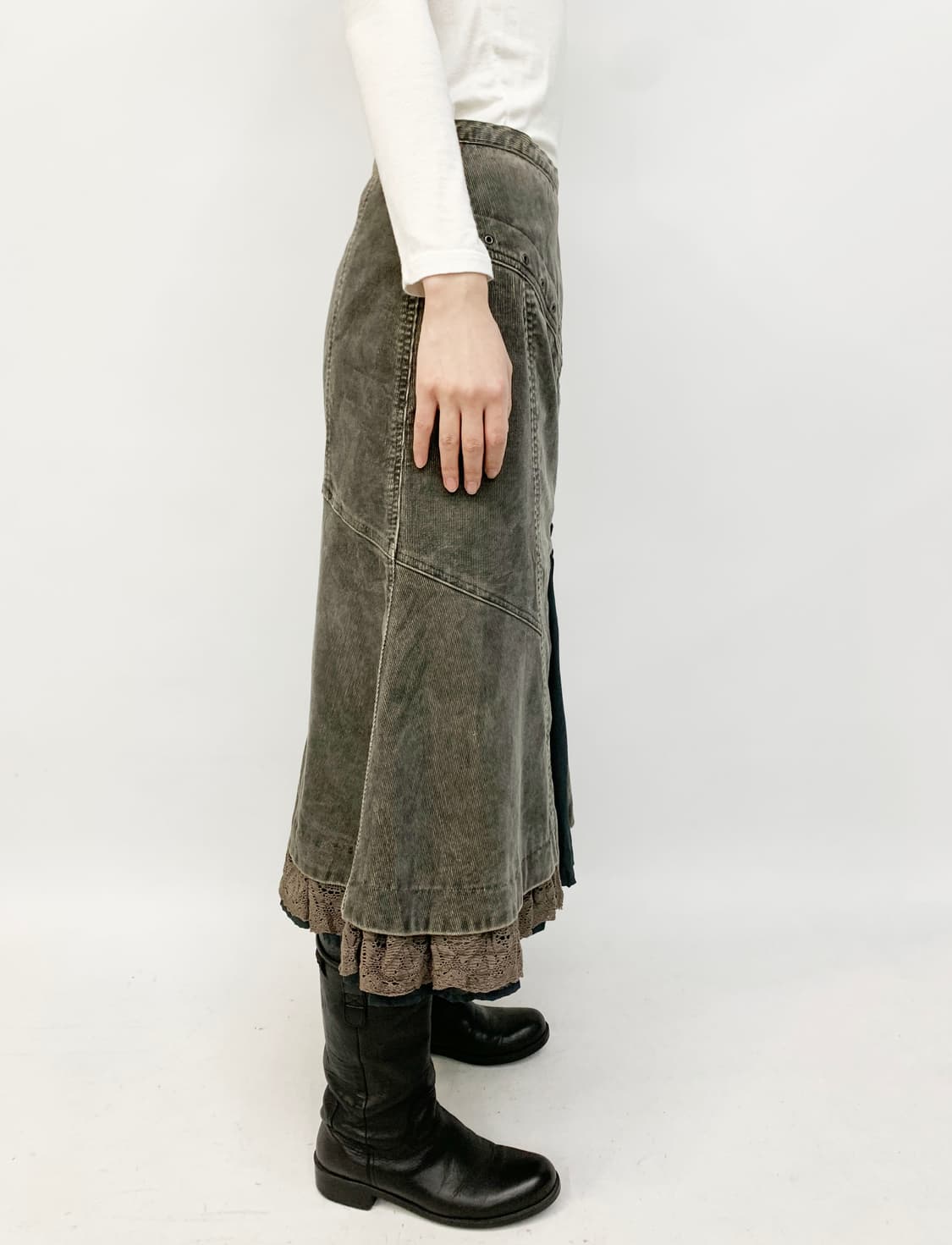  VISTA FIORE 코듀로이 레이스업 스커트 상품이미지3