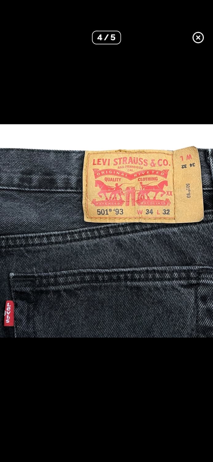 리바이스 501 93 스트레이트 흑청 데님 상품이미지4