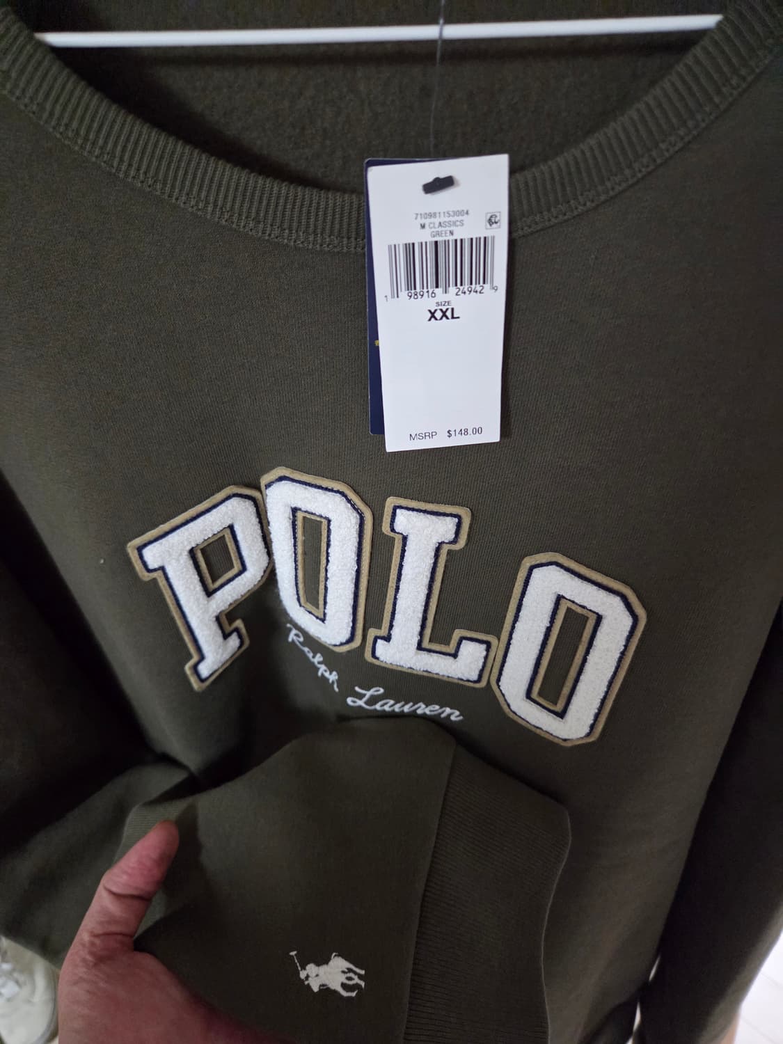 폴로 기모 맨투맨 올리브그린 빅사이즈 새상품 상품이미지4