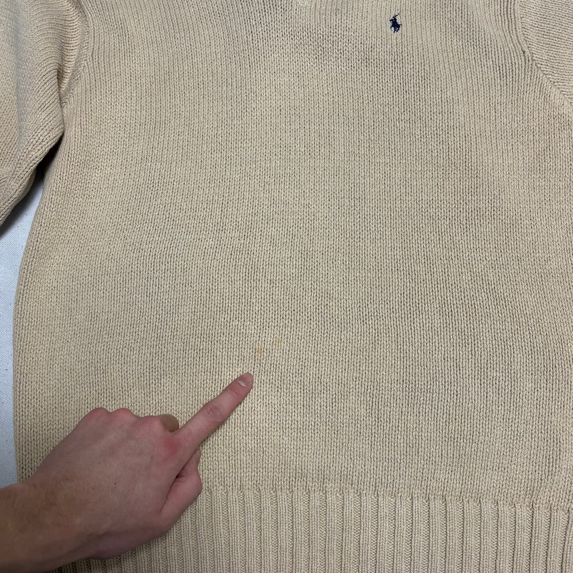 95 폴로랄프로렌 오트밀 브이넥 코튼 니트 상품이미지5