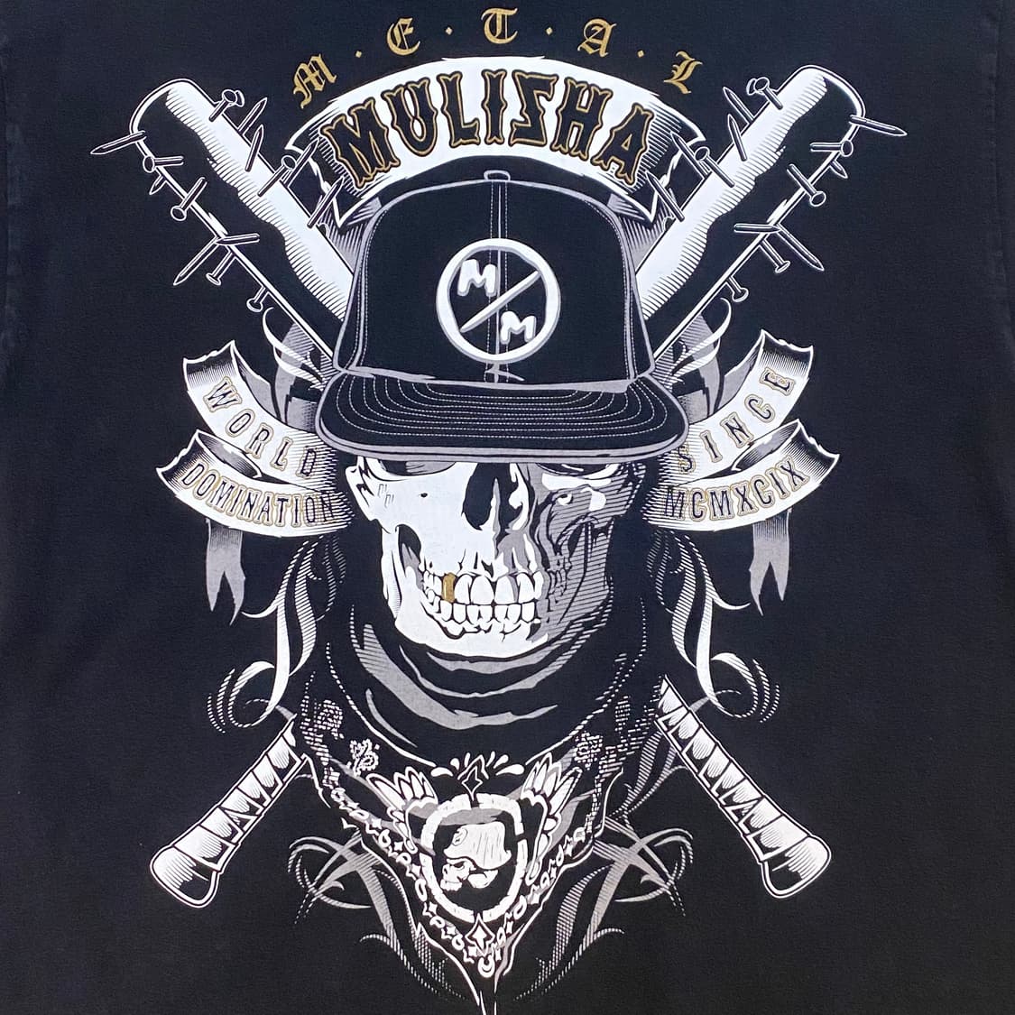 미국 빈티지 메탈 멀리샤 해골 스컬 프린팅 반팔티 락티셔츠 상품이미지3