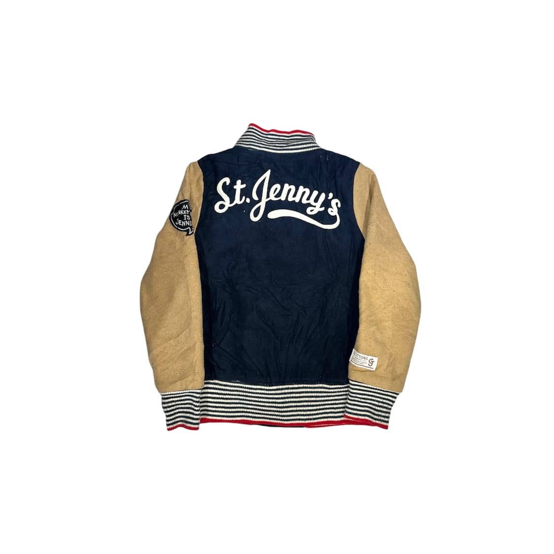 일본 빈티지 베이지 자수 바시티 자켓 봄버 잠바  상품이미지6