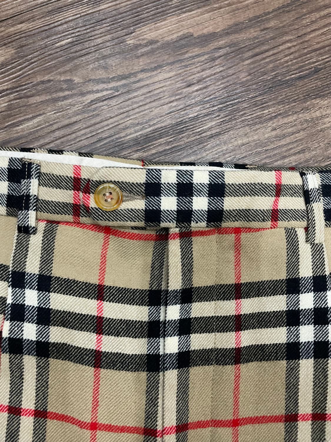 90s 버버리 울 노바체크 팬츠 베이지 30 상품이미지4