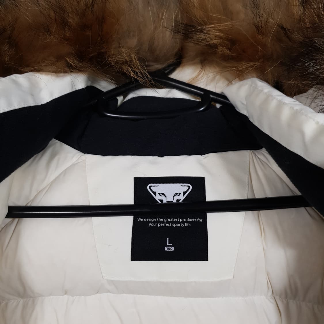 L (100) 다이나핏 샤론 헤비 퍼 후드 덕다운 패딩 점퍼 자켓 화이트 상품이미지6