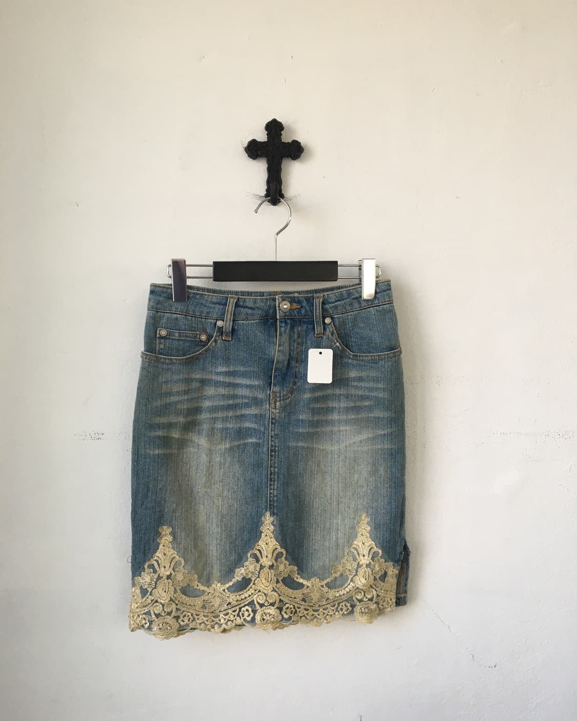 Ornament lace point denim skirt 상품이미지1