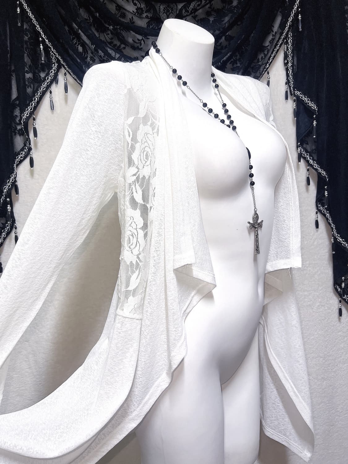 로맨틱고딕 엔젤릭 오리엔탈 퓨어화이트 레이스 로브 가디건 핀터 페어리 상품이미지6