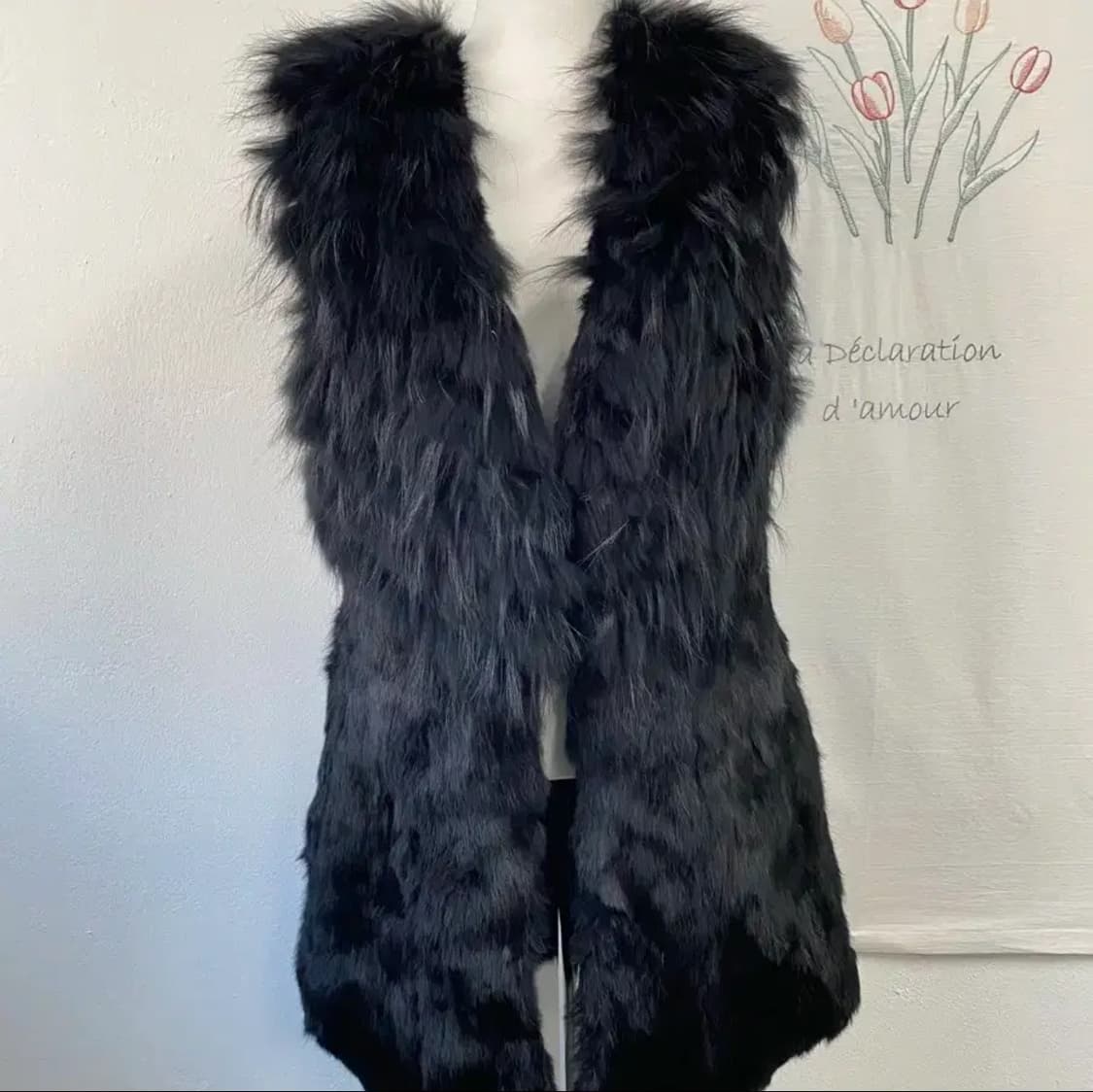 지오송지오 라쿤+토끼 퍼 조끼 베스트 55~66 상품이미지1