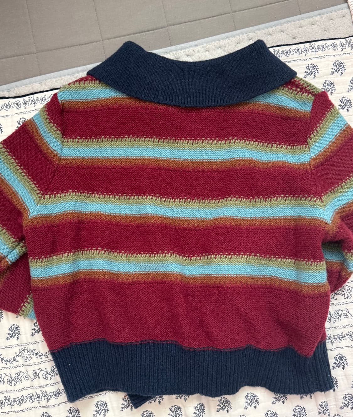 빈티지 스트라이프 반집업 하프집업 니트 가디건 상품이미지2